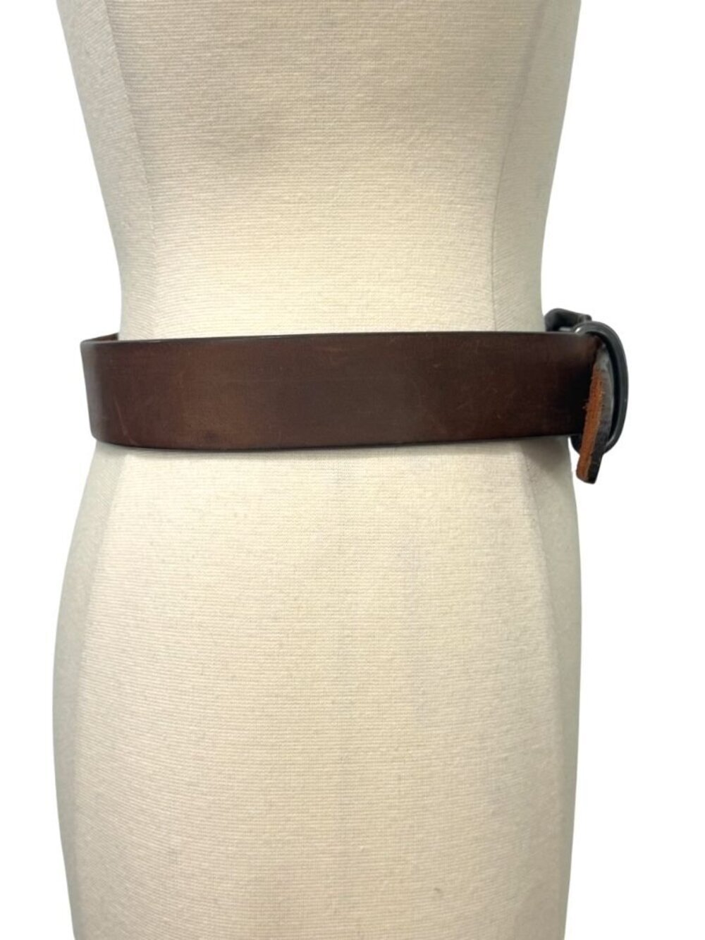 Sundance Leather Belt in Warm Brown with Distressed Silver Buckle - Picture 7 of 15